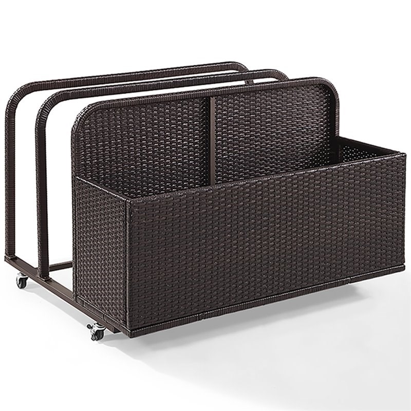 Afuera Living Coastal Outdoor Float Caddy in Brown with Wicker Design