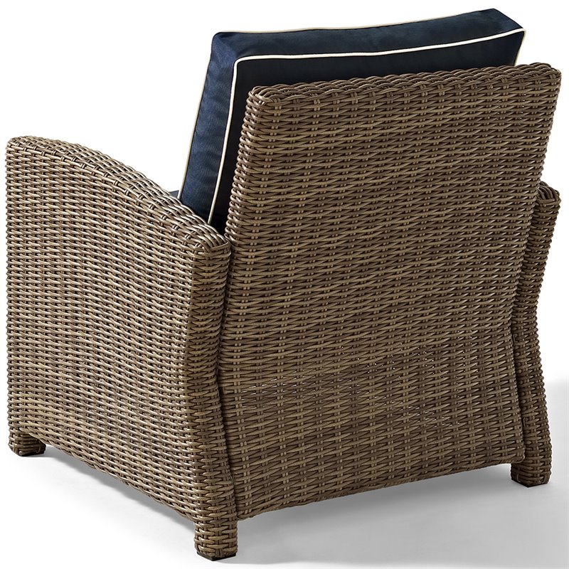 Afuera Living Fabric Patio Chair with Steel Frame in Brown and Navy