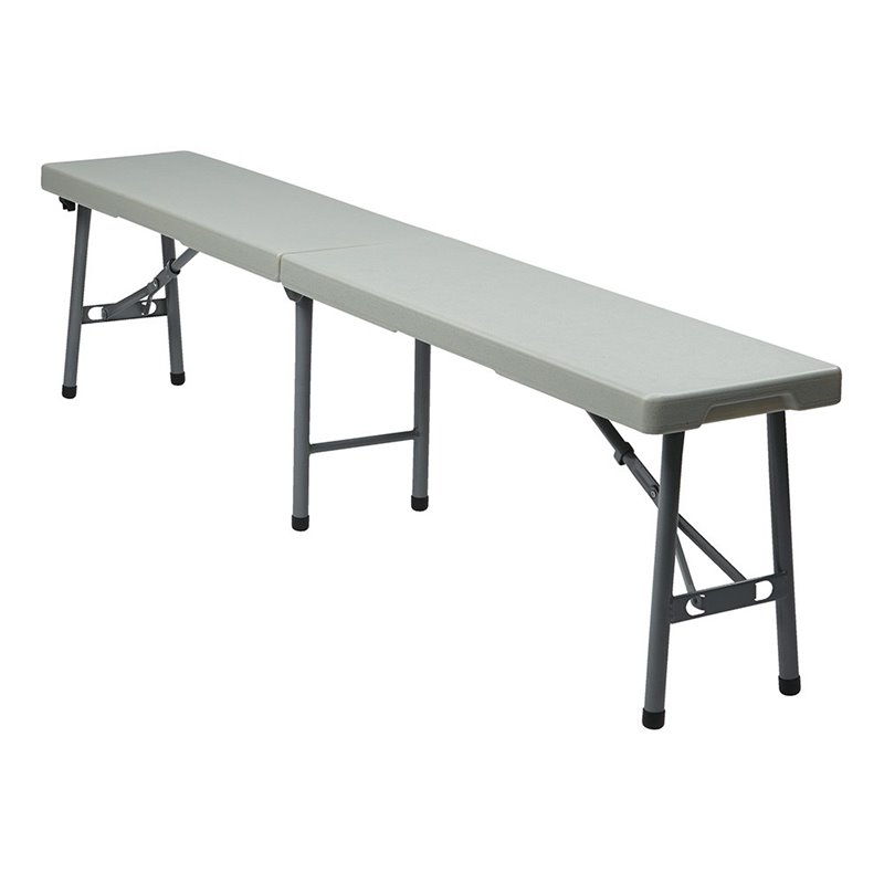 Afuera Living 6' Fold-in-Half Bench with Powder Coated Tubular Frame in Gray