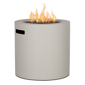 Afuera Living 24&quot Round Metal Propane Fire Pit Table in Light Sand