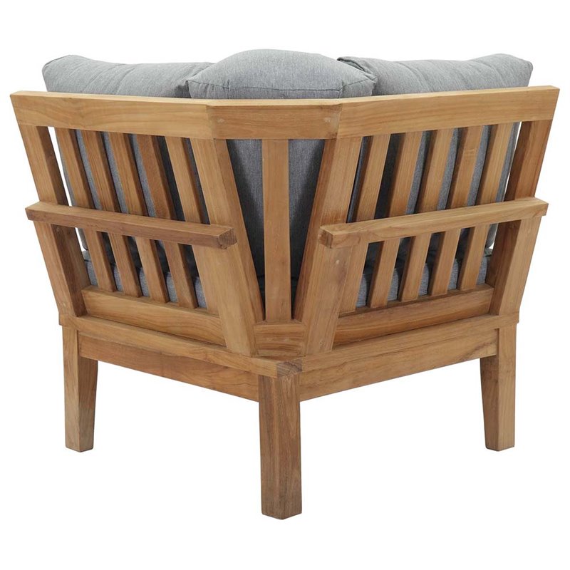 Afuera Living Teak Wood Outdoor Corner Chair in Natural Gray