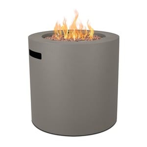 Afuera Living 24&quot Round Steel Propane Fire Pit Table in Mist Gray
