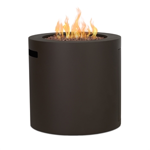 Afuera Living 24&quot Round Metal Propane Fire Pit Table in Dark Bronze