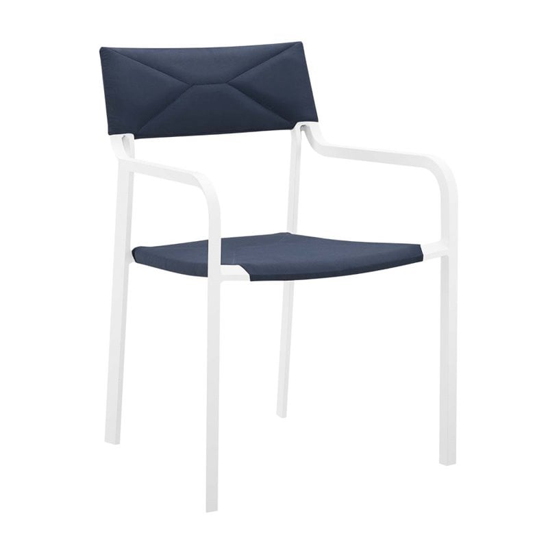 Afuera Living 5-Piece Aluminum Outdoor Dining Set in White and Navy