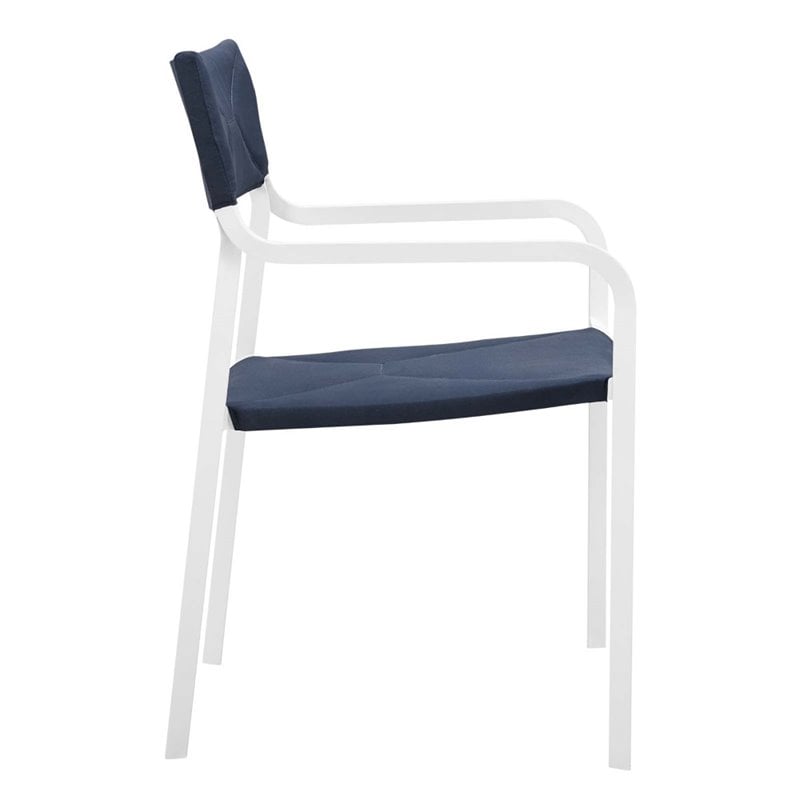 Afuera Living 5-Piece Aluminum Outdoor Dining Set in White and Navy