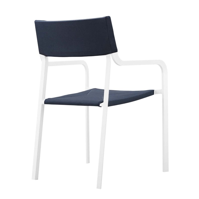 Afuera Living 5-Piece Aluminum Outdoor Dining Set in White and Navy