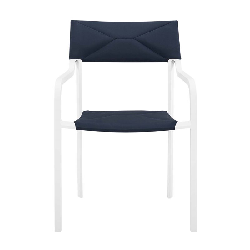 Afuera Living 5-Piece Aluminum Outdoor Dining Set in White and Navy