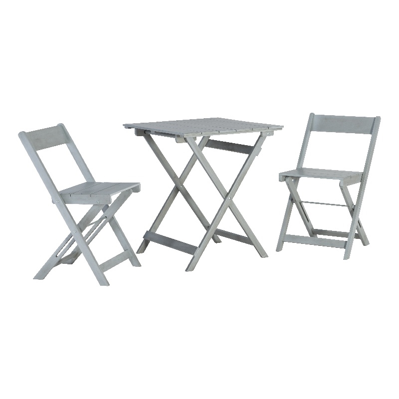 Afuera Living 3-Piece Acacia Foldable Bistro Set in Gray Wash