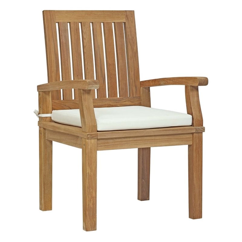 Afuera Living 9-Piece Solid Teak Patio Dining Set in Natural/White