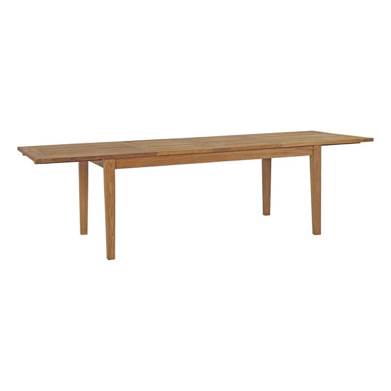 Afuera Living 9-Piece Solid Teak Patio Dining Set in Natural/White