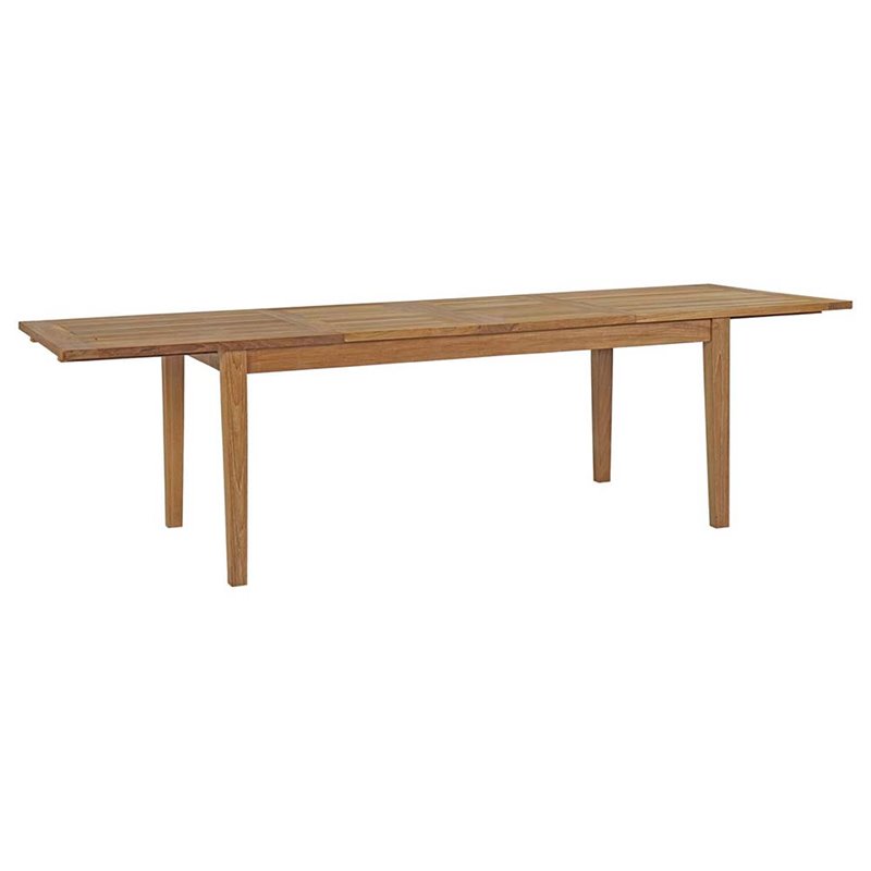 Afuera Living 11-Piece Teak Dining Set with Extension Table in Natural and White