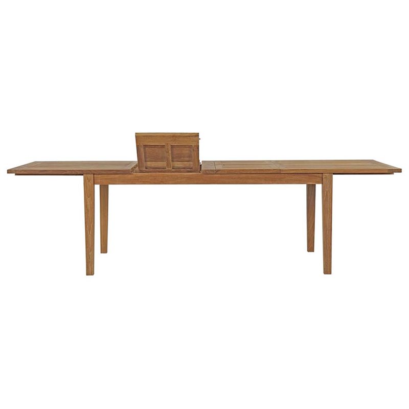 Afuera Living 11-Piece Teak Dining Set with Extension Table in Natural and White