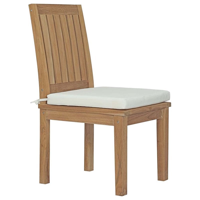 Afuera Living 11-Piece Teak Dining Set with Extension Table in Natural and White