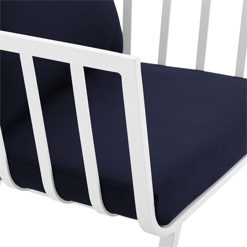 Afuera Living Outdoor Fabric Armchair in White and Navy (Set of 2)