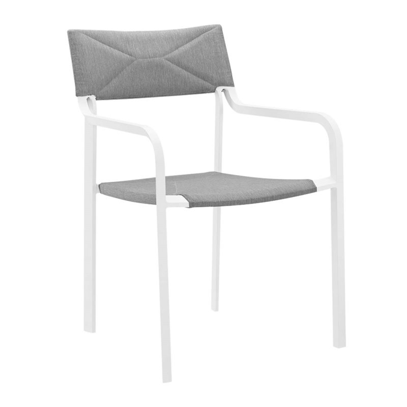 Afuera Living Modern Fabric Outdoor Patio Armchair Set of 2 in White/Gray