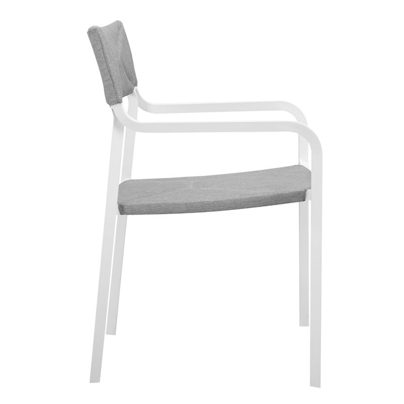 Afuera Living Modern Fabric Outdoor Patio Armchair Set of 2 in White/Gray