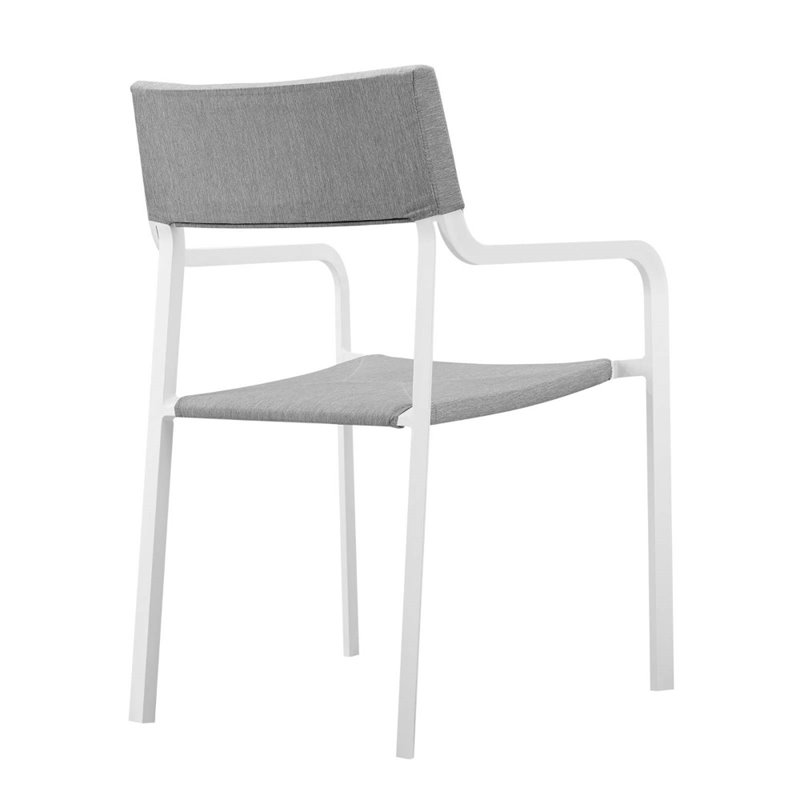 Afuera Living Modern Fabric Outdoor Patio Armchair Set of 2 in White/Gray