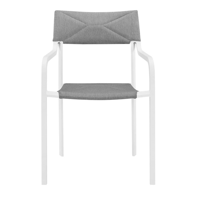 Afuera Living Modern Fabric Outdoor Patio Armchair Set of 2 in White/Gray