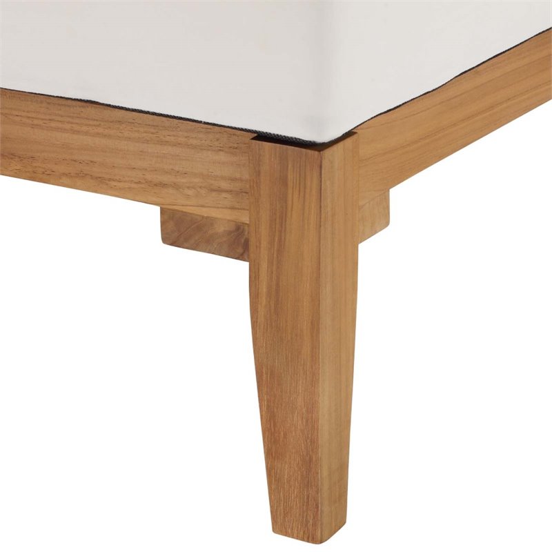 Afuera Living Solid Teak Outdoor Corner Chair with White Cushions