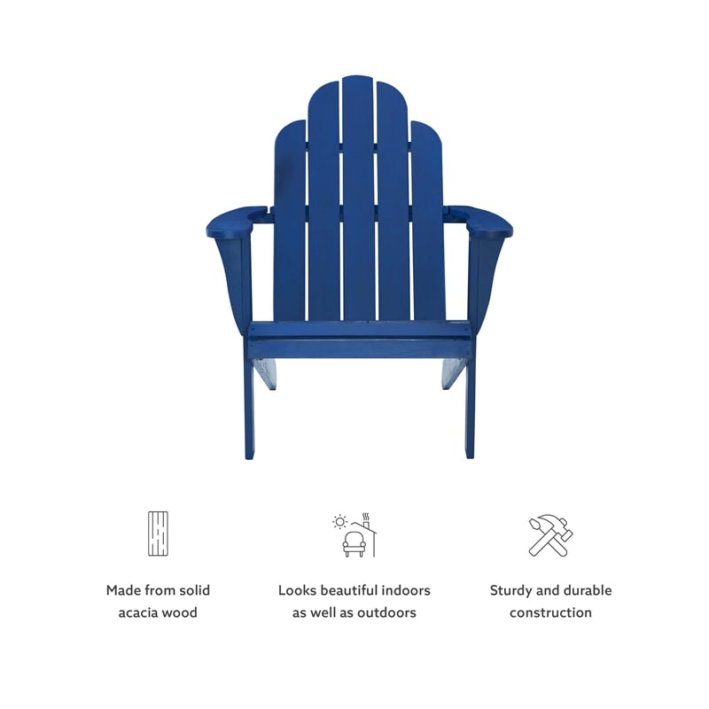 Afuera Living Acacia Wood Outdoor Chair in Blue Finish