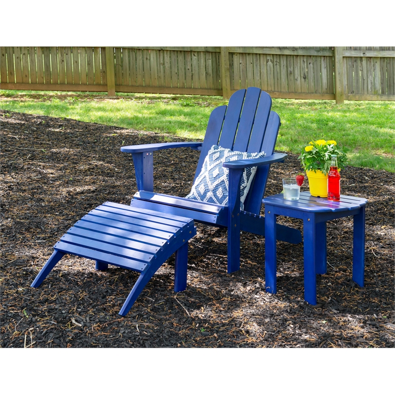 Afuera Living Outdoor Ottoman in Blue Acacia Wood