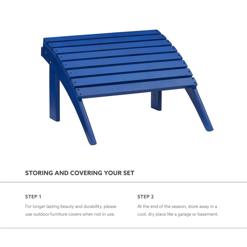 Afuera Living Outdoor Ottoman in Blue Acacia Wood