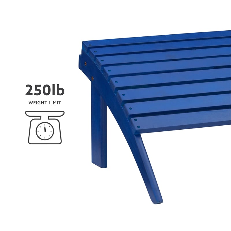Afuera Living Outdoor Ottoman in Blue Acacia Wood