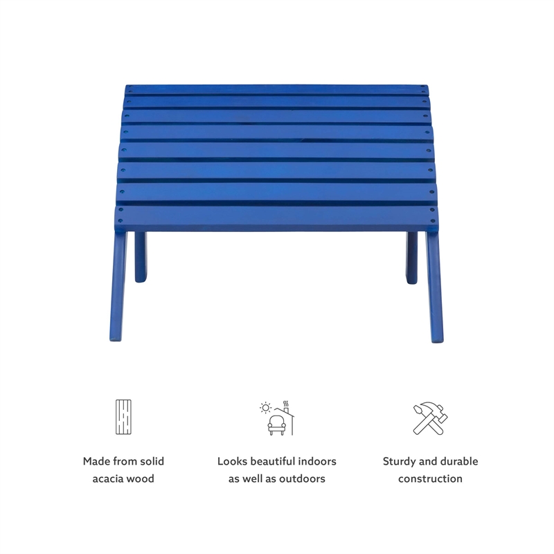 Afuera Living Outdoor Ottoman in Blue Acacia Wood