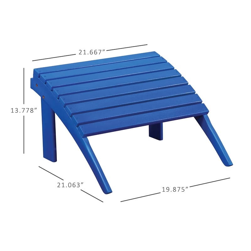 Afuera Living Outdoor Ottoman in Blue Acacia Wood