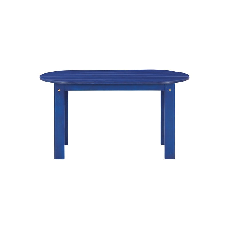 Afuera Living Acacia Wood Outdoor Coffee Table in Blue Finish