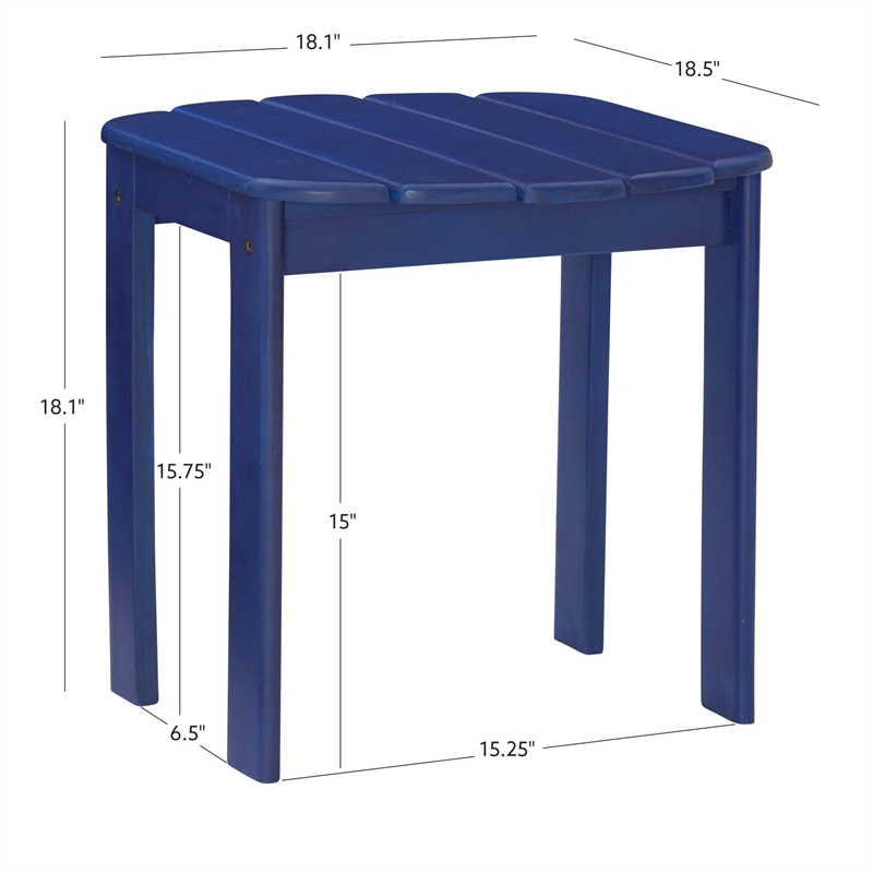 Afuera Living Solid Acacia Wood Outdoor End Table in Blue Stain