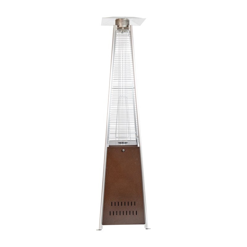 Afuera Living Metal Round Outdoor Patio Heater in Bronze with Wheels