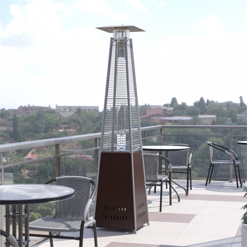 Afuera Living Metal Round Outdoor Patio Heater in Bronze with Wheels