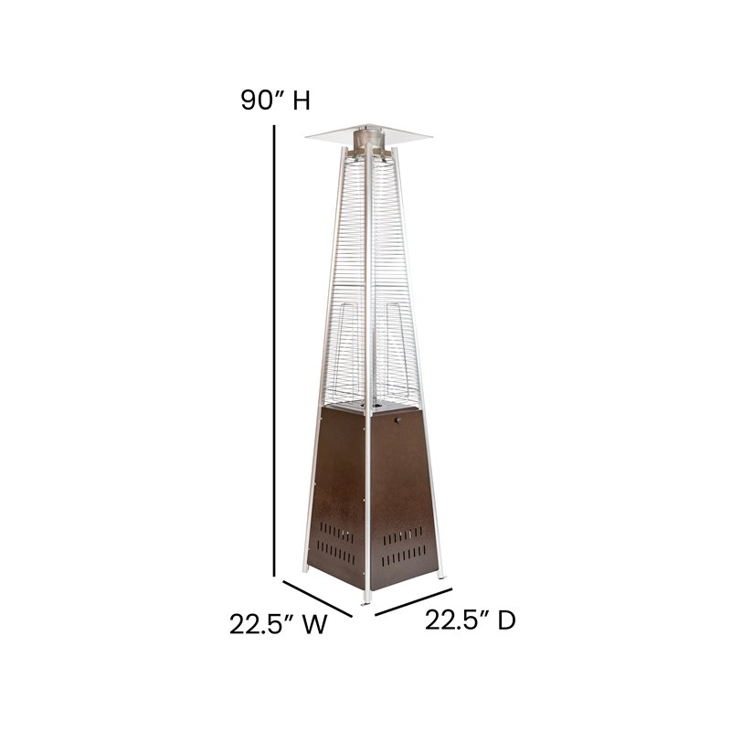 Afuera Living Metal Round Outdoor Patio Heater in Bronze with Wheels