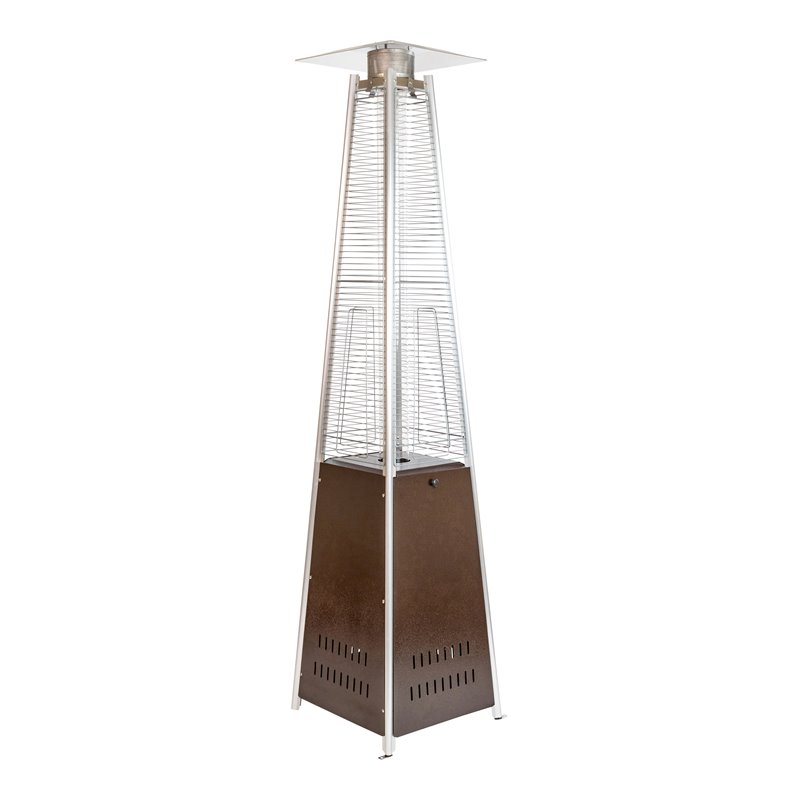 Afuera Living Metal Round Outdoor Patio Heater in Bronze with Wheels