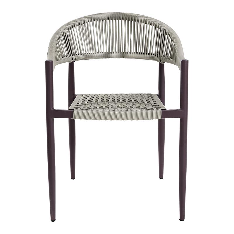 Afuera Living Clark Aluminum Patio Dining Chair in Dark Brown with Wicker