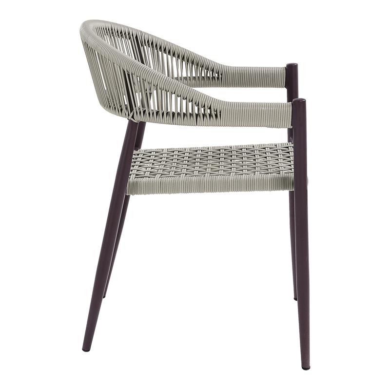 Afuera Living Clark Aluminum Patio Dining Chair in Dark Brown with Wicker
