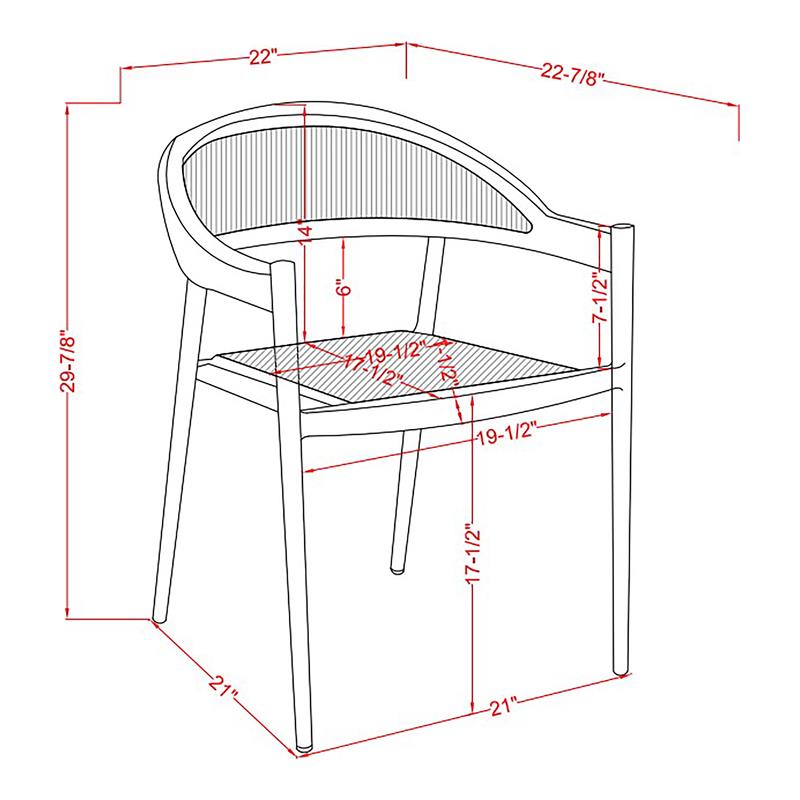 Afuera Living Clark Aluminum Patio Dining Chair in Dark Brown with Wicker