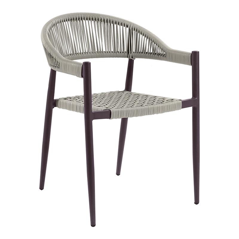 Afuera Living Clark Aluminum Patio Dining Chair in Dark Brown with Wicker