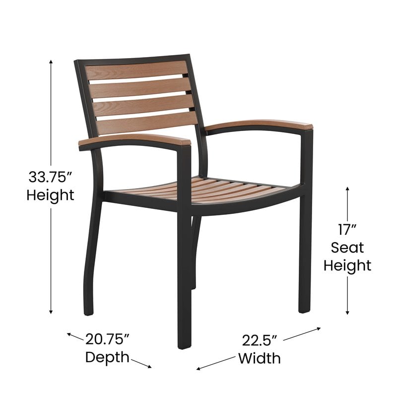 Afuera Living 5-Piece Brown Faux Teak Patio Dining Set with Umbrella Hole