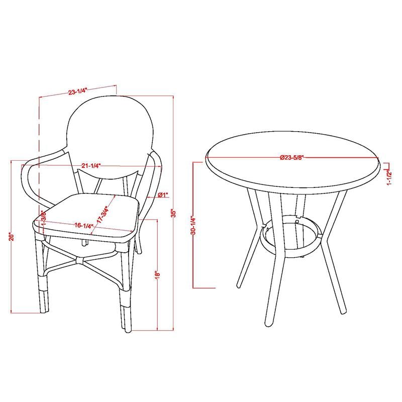 Afuera Living 3-Piece Aluminum Outdoor Bistro Set in Blue