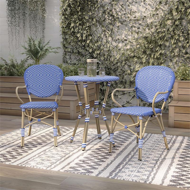 Afuera Living 3-Piece Aluminum Outdoor Bistro Set in Blue