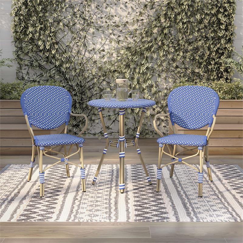 Afuera Living 3-Piece Aluminum Outdoor Bistro Set in Blue