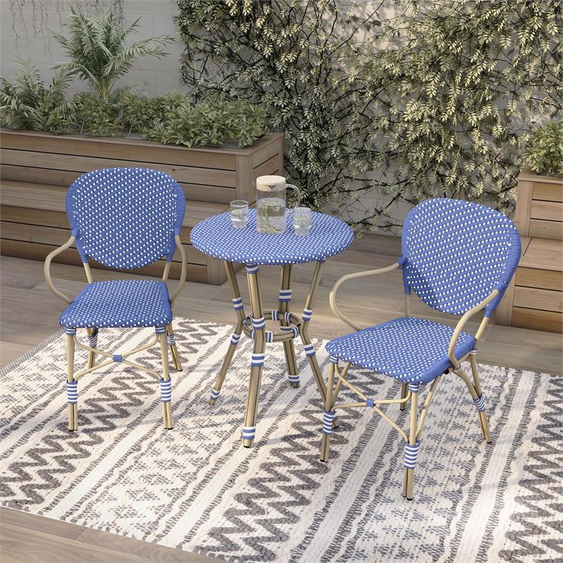 Afuera Living 3-Piece Aluminum Outdoor Bistro Set in Blue
