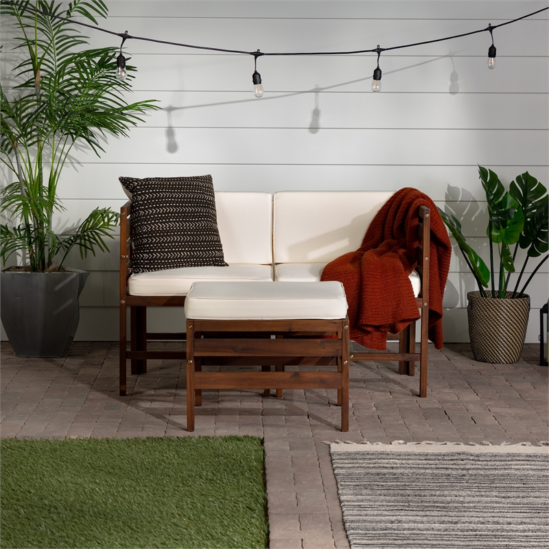 Afuera Living Modular Acacia Wood Outdoor Furniture Set in Dark Brown