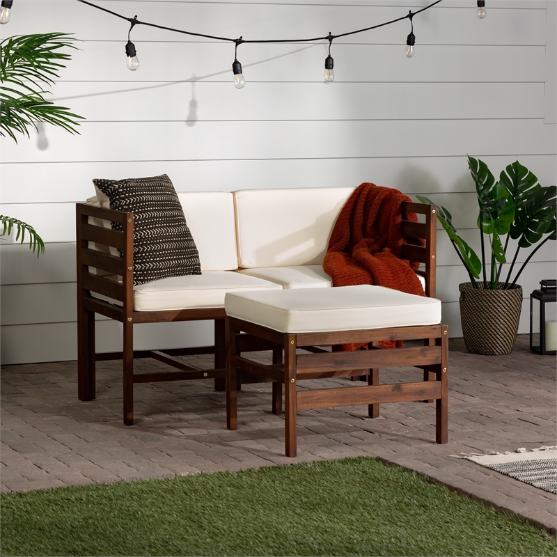 Afuera Living Modular Acacia Wood Outdoor Furniture Set in Dark Brown