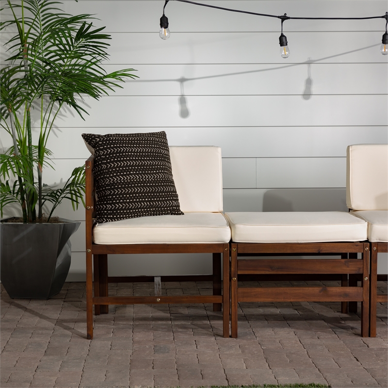 Afuera Living Modular Acacia Wood Outdoor Furniture Set in Dark Brown