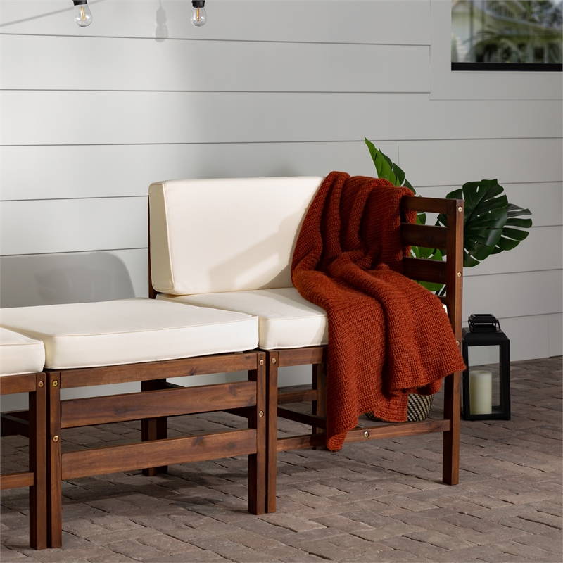 Afuera Living Modular Acacia Wood Outdoor Furniture Set in Dark Brown