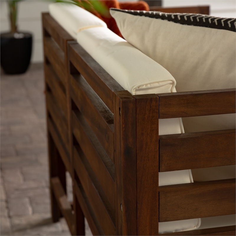 Afuera Living Modular Acacia Wood Outdoor Furniture Set in Dark Brown