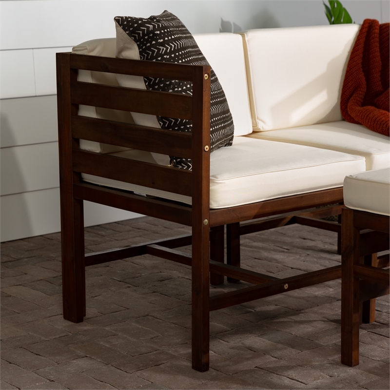 Afuera Living Modular Acacia Wood Outdoor Furniture Set in Dark Brown